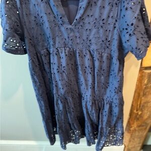 Source Unknown Navy Eyelet Dress